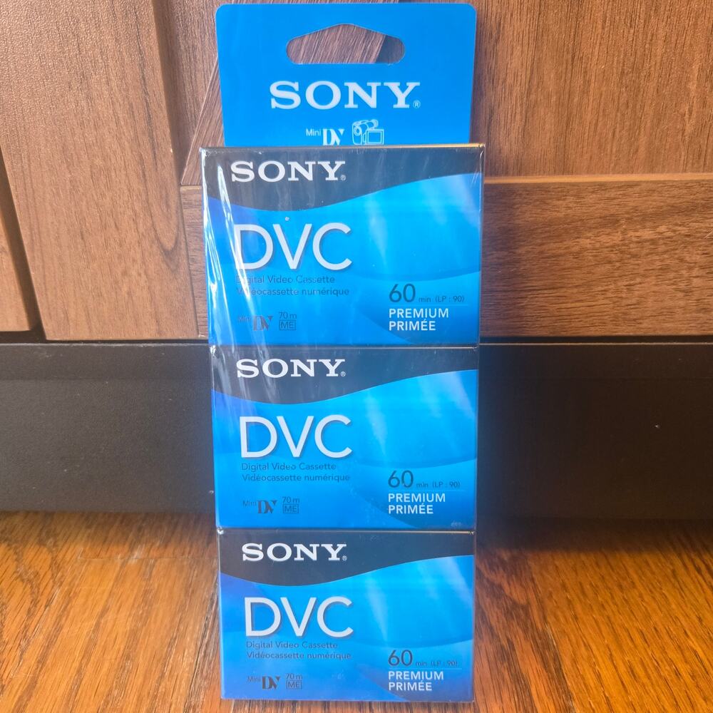 Sony DVC Mini DV 60 Min LP 90 Sealed Blank Tapes Premium 3-Pack NEW